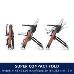 Peg Perego Siesta, Grow with Baby Folding High Chair & Recliner, Height Adjustable, Quick Clean & Easy Push Wheels for Babies & Toddlers, Made in Italy, Astral (Beige)