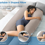 QUEEN ROSE Pregnancy Pillow, U Shaped Full Body Pillows for Sleeping Support, 65 Inch Maternity Pillow for Pregnant Women, Beige