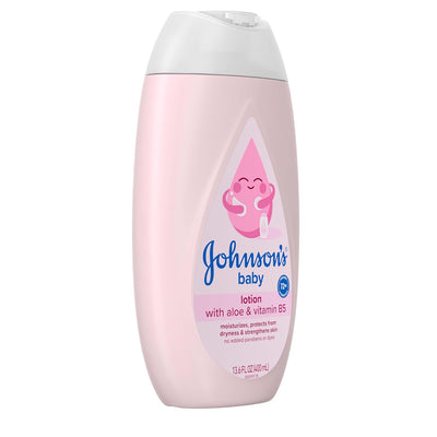 Johnson's Moisturizing Mild Pink Baby Lotion with Coconut Oil for Delicate Baby Skin, Dye-Free, Hypoallergenic & Dermatologist-Tested, Baby Skin Care, 13.6 fl. oz