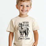 Toddler Shirts for Boys Grils Kids, Baby Boy Summer Clothes Funny Alpaca Graphic Tees, 2-8T Short Sleeve T-Shirt, Messy Hair Don't Care