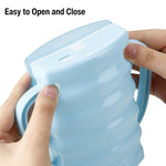 PandaEar 2 Pack Squeeze Proof Food Pouch Holder for Todddlers, Baby Pouch Holder with Handle for Food Pouches and Drink Juice Boxes, Blue/Purple