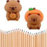 2 PCS Kids Pencil Sharpeners, Cartoon Capybara Sharpener Small, Cute Pencil Sharpeners, Manual Sharpening for Students Teachers Office - Kawaii Birthday Gifts