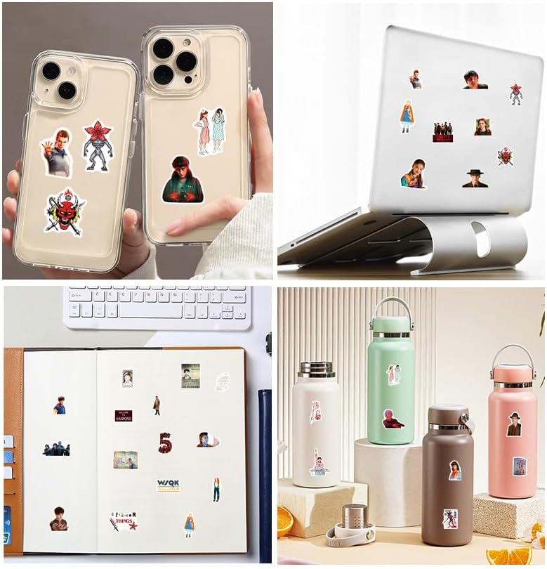 54pcs Cartoon Stranger Things 5 Stickers Pack,Waterproof Vinyl Stickers for Adult Teen Girl Laptop Skateboard Bike Guitar Water Bottle Travel Case Helmet Notebook Scrapbook