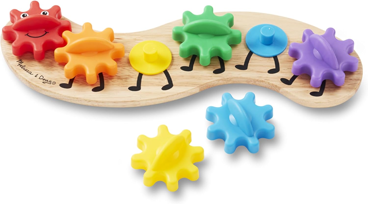 Melissa & Doug Rainbow Caterpillar Gear Toy With 6 Interchangeable Gears - For Toddlers And Babies