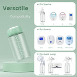 IVARONAL 4 Pack 10oz Wide-mouth Breastmilk Storage Bottle for Momcozy 22oz Portable Breast Milk Cooler, Pumping Storage Containers Compatible with Spectra S1/S2/9 Plus/SG/Motif Luna (4PC/Green Lids)