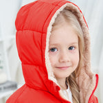 UNICOMIDEA 3T Toddler Coats For Girls Fashion Red Baby Kids Jacket Pockets Long Sleeves Plush Size 3-4 Years School Toddler Outerwear With Hat Baby Girls Winter Outwear Clothes