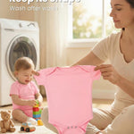 TURMEWU Unisex Baby Bodysuit 2 Pack, 100% Organic Cotton Short Sleeve Clothes, Ultra Soft Newborn Essentials for Boys & Girls, Pink, 6-9 Months