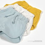 Teach Leanbh Baby Boys Girls 3 Pack Athletic Shorts Cotton Soild Color with Drawstring (3-6 Months, Navy/Pink/White)