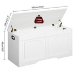 MAHANCRIS Storage Chest, 39.4” Toy Box, Entryway Storage Trunk, Shoe Bench with Storage, Engineered Wood Storage Cabinet with 2 Safety Hinges, Entrance Bench for Living Room, White SCWT2001