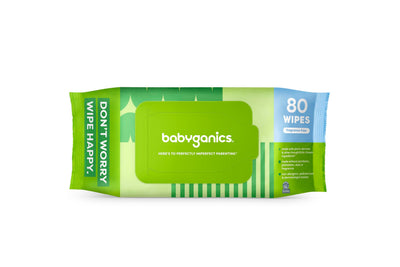 Babyganics Baby Wipes, Unscented Diaper Wipes, 400 Count, (5 Packs of 80)