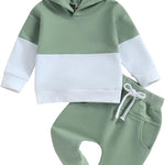 Thorn Tree Infant Baby Boys Pants Set Hooded Solid Sweatshirt Top Pocket Elastic Waist Pants 2Pcs Outfits Fall Winter Suit
