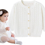 Simplee kids Baby Girl Thin Sweater Solid White Pink Cardigans for Toddler 0-3Years