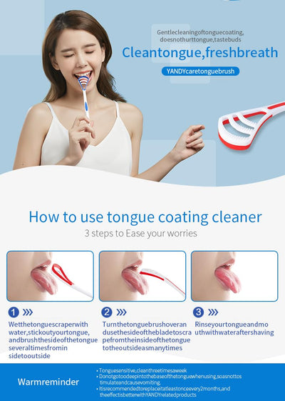 YANDY Tongue scraper, tongue brush for adults and children,easy to use,freshens breath and helps eliminate bad breath (Pack of 2)