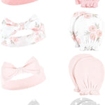 Hudson Baby baby-girls Cotton Headband and Scratch Mitten Set