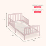 Dream On Me Classic Design Toddler Bed in Pink, Low-to-Floor Wooden Bed with Safety Rails, GREENGUARD Gold & BSA Certified, Non-Toxic Finish