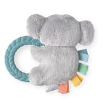 Itzy Ritzy - Ritzy Rattle Pal with Teether - Baby Teething Toy Features A Minky Plush Character, Gentle Rattle Sound & Soft Teether Toy for Newborn (Koala)