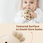 ChooKaChoo 2-in-1 Baby Teething Rattle Toy, Sensory Grasping Teether for Infants 3-12 Months, 100% Food-Grade Silicone, Easy to Hold, Soothing & Developmental, BPA Free