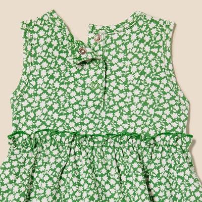 Amazon Essentials Baby Girls' Sleeveless Bodysuit Dress, Pack of 3, Sage Green Ditsy Floral/Stripe, 6-9 Months
