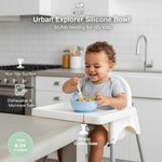 EKOSELA-Silicone Suction Scooper Bowl - High Edge for Self Feeding 2SET (Light Green + Beige)