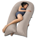 QUEEN ROSE Pregnancy Pillow, U Shaped Full Body Pillows for Sleeping Support, 65 Inch Maternity Pillow for Pregnant Women, Beige