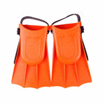 Kids Swimming Fins, 1 Pairs Kids Diving Short Flippers PVC Adjustable Swimming Training Fins, Lightweight Scuba Flippers for Kids(Orange,US:8C-12C)