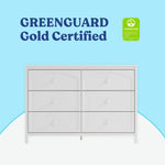 Graco Olivia 6 Drawer Double Dresser (White) – GREENGUARD Gold Certified Storage for Baby and Kids Bedroom, Interlocking Drawer System, Anti-Tip Kit Included
