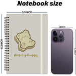 Deokke Spiral Notebook,Hardcover Journal Wide Ruled Spiral Notebook,A5 5.5 x 8.3 Inch,80GSM Thick Paper 60 Sheets 120 Pages for Girls Women School Office Aesthetic Cute-Bear