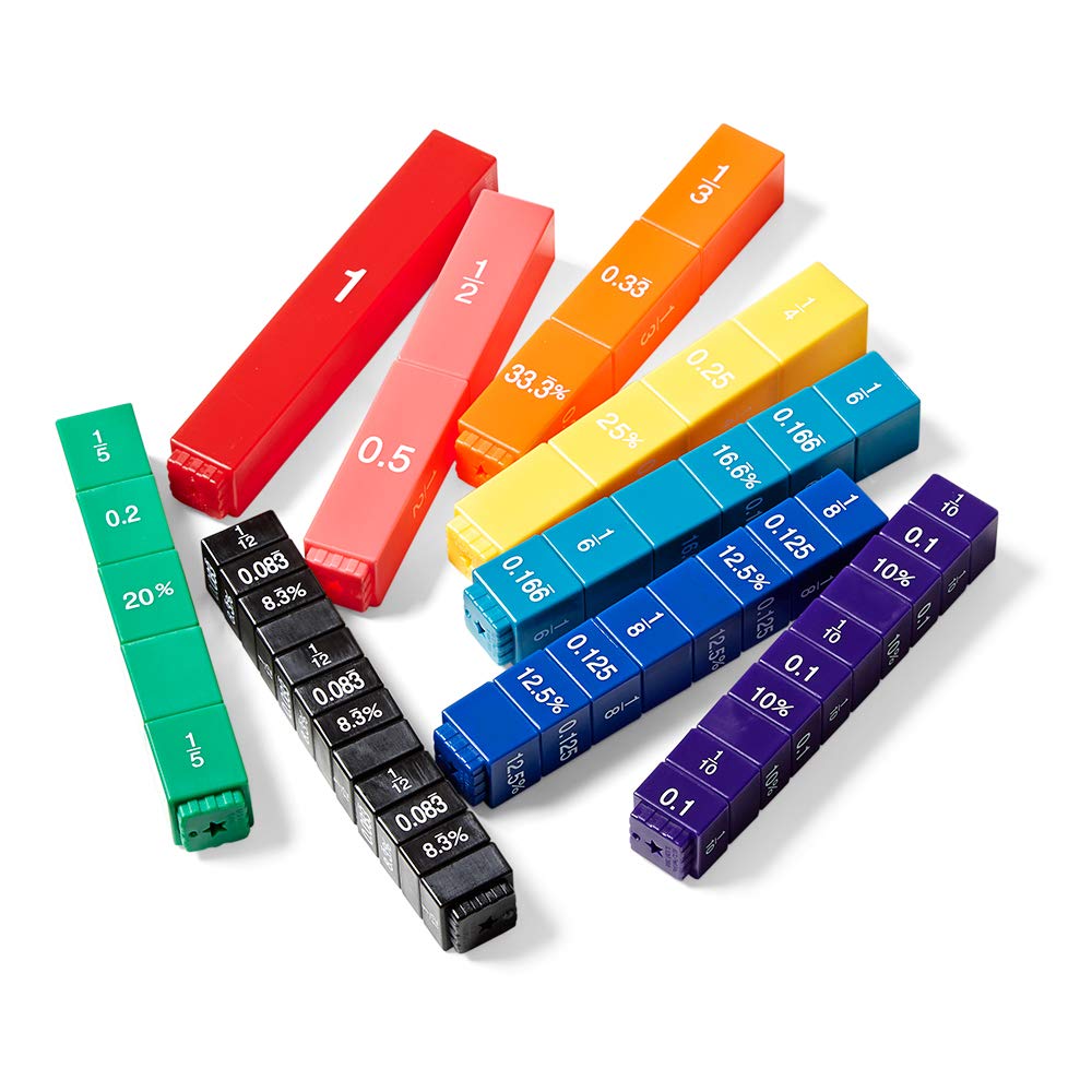 hand2mind Rainbow Fraction Tower Equivalency Cubes, Decimal Fraction ...