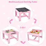 Costzon Kids Table and Chair Set, 3 in 1 Wooden Activity Table with Storage Drawer, Detachable Tabletop for Children Drawing Reading Art Craft, Playroom, Nursery, Toddler Table and Chair Set, Pink