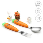 Ginbear Toddler Utensils with Case, Non-toxic Kids Spoons and Forks for Ages 18 Months+, Cute Child Flatware Set
