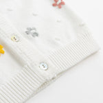 Baby Toddler Girls Thin Cardigan Sweater Spring Autumn Hand Embroidered Floral Coats for Kids 6-12 Months F-Off-White