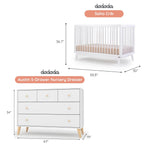 dadada Baby Harmony Nursery Set, Furniture Set. Baby Crib and Dresser Combo. Soho 3-in-1 Convertible Crib and Austin 5 Drawer Nursery Dresser. White Beechwood