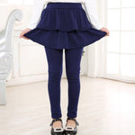 Toddler Girls' Leggings with Skirt Cotton Ruffle Tutu Skirt Soft Solid Pants for Kids (Navy, 18-24 Months)