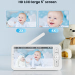ieGeek Baby Monitor with Camera and Audio - 2K Video Monitor with 5" Screen - Night Vision, Two-Way Talk, Cry&Motion Detection, Temper& Humidity Sensor, PTZ, Remote Control via Screen and Free APP