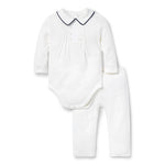 Janie and Jack Baby Pintuck Matching Set, GRAY, 3-6