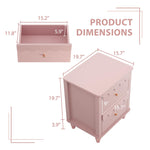 Pink Nightstand Side End Table with 2 Drawers, Modern Night Stand with Petal Pattern for Bedroom, Scalloped Bedside Night Tables with Solid Wood Legs