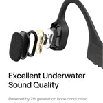 SHOKZ OpenSwim - MP3 Waterproof Headphones for Swimming - Not Bluetooth Compatible - Built-in MP3 Player with Storage for 1200 Songs - Open-Ear Wireless Headphones, with Nose Clip and Earplug (Black)