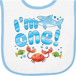 inktastic I'm 1 First Birthday Shark and Crab Baby Terry Cloth Bib
