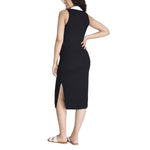 Motherhood Maternity Women's Sleeveless Polo Midi Pregnancy Bodycon Dress, Black