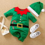 Hifot My First Christmas Baby Girl Boy Romper Newborn Clothes Long Sleeve Jumpsuit + Hat Infant Outfits Set