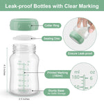 6PCS Breastmilk Storage Bottle Compatible with Momcozy Breastmilk Cooler 22oz, Breast Milk Containers for Fridge, Wide-Neck Baby Bottles for Pumping Fit Spectra S1/S2/SG/9Plus /Motif Luna Pumps,Green
