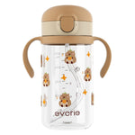 Evorie Tritan Spill Proof Toddler Straw Sippy Cup, 10 oz for Baby and Toddlers 1-3 Years Old, No Spill Straw Water Bottle with Removable Handles, Ideal for School, BPA-Free, Giraffe (New)