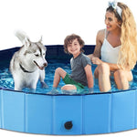Jasonwell Foldable Dog Pet Bath Pool Collapsible Dog Pet Pool Bathing Tub Kiddie Pool Doggie Wading Pool for Puppy Small Medium Large Dogs Cats and Kids 63" Blue