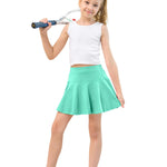 Toddler Skirt Little Girls Athletic Uniform Skorts Golf Outfit Cheer Tennis Skirts with Shorts Green+Light Purple+Peach5-6Y