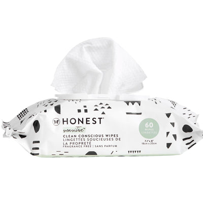 Package of Honest Company wipes on a white background