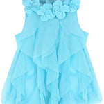 WZSYGDTC 0-24 Months Baby Party Dress Infant Girls One-Piece Romper Jumpsuit (Blue, 6-9 Months)