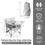 M-Castle New Portable Travel Booster Seat with Tray|Foldable Infant Seat Booster Dining Chair|Great for Camping, Beach, Lawn|Toddler, Child Camping Chair 6 Months - 3 Years Old （Gary）