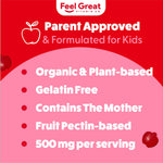 Organic Kids Apple Cider Vinegar Gummies by Feel Great Vitamins | Rich in Digestive Enzymes & Natural Antioxidants for Gut Health | Kids Gummy Supports Healthy Nutrient Absorption | 60 Day Supply