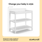 Storkcraft Alpine Changing Table (White) – GREENGUARD Gold Certified Nursery Changing Table, Includes Water-Resistant Changing Pad, 2 Shelves for Nursery Storage and Organizing