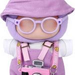 17cm Doll Clothes – 6-Piece Set, Hat + Overalls + Shirt + Camera + Glasses + Shoes, Cute and Premium Dolls Outfit Accessories (Black)